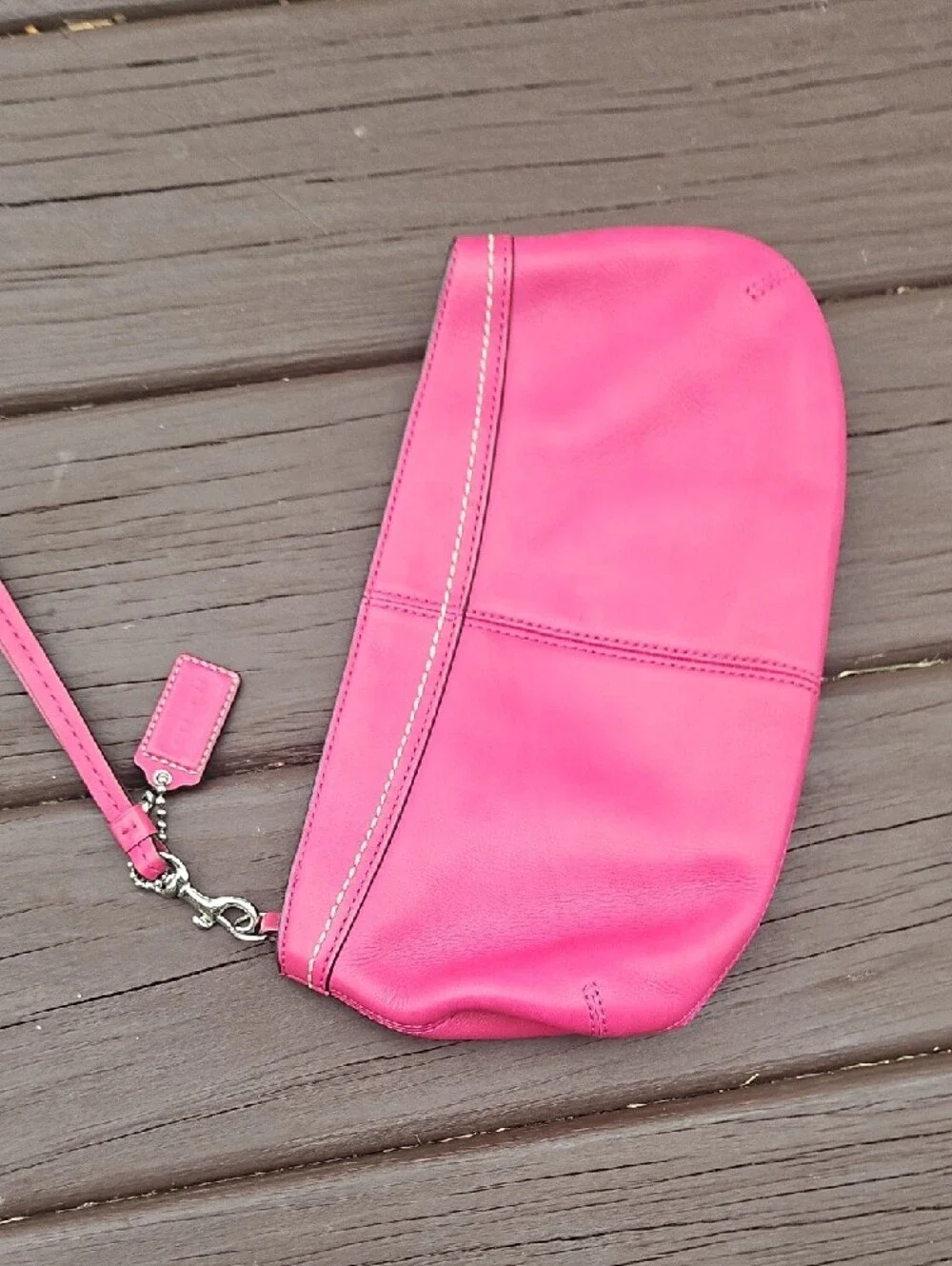 Coach Hot Pink Leather Wristlet Clutch